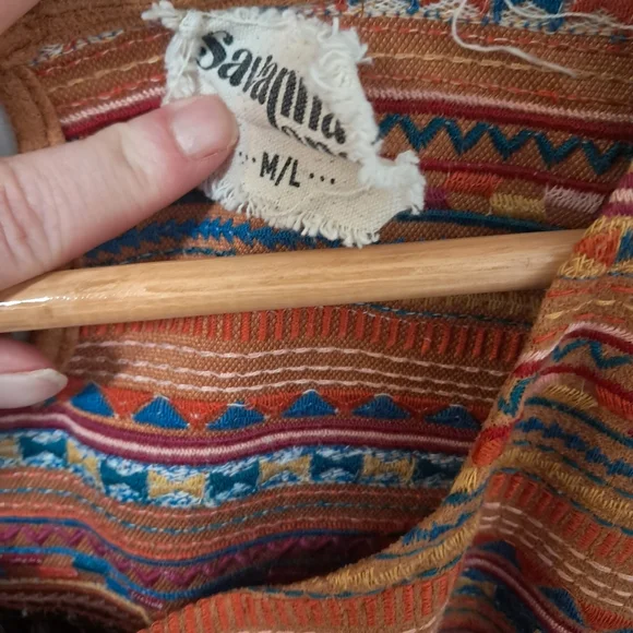 Savanna Jane Multicolor Striped Blouse Embroidered M/L - Picture 4 of 5